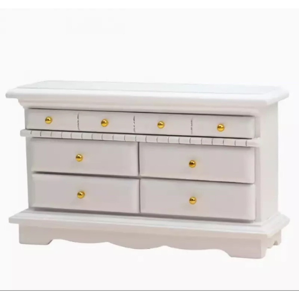 1:12 Scale Dollhouse Miniature Vintage Drawers Cabinet Bedroom Wooden Furniture